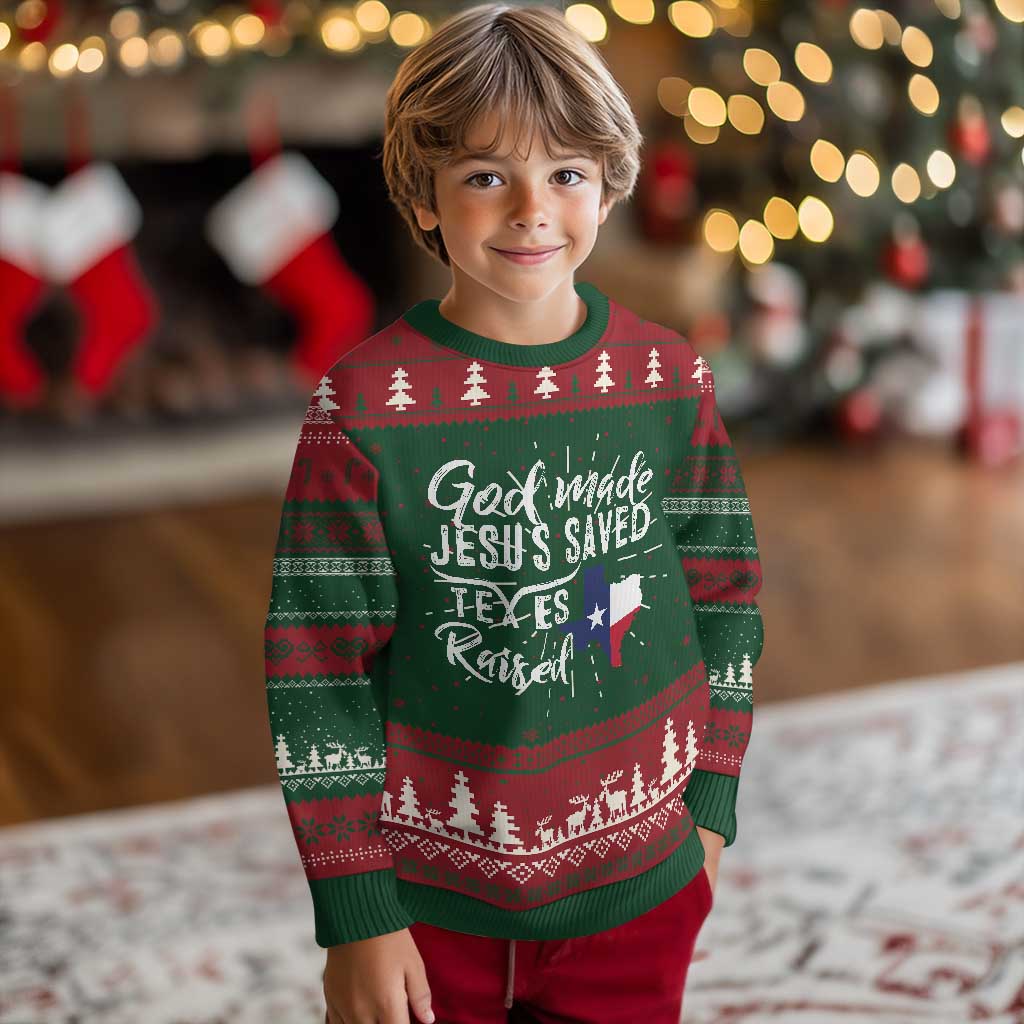 God Made Jesus Saved Texas Raised Ugly Christmas Sweater - Wonder Print Shop