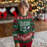 God Made Jesus Saved Texas Raised Ugly Christmas Sweater - Wonder Print Shop