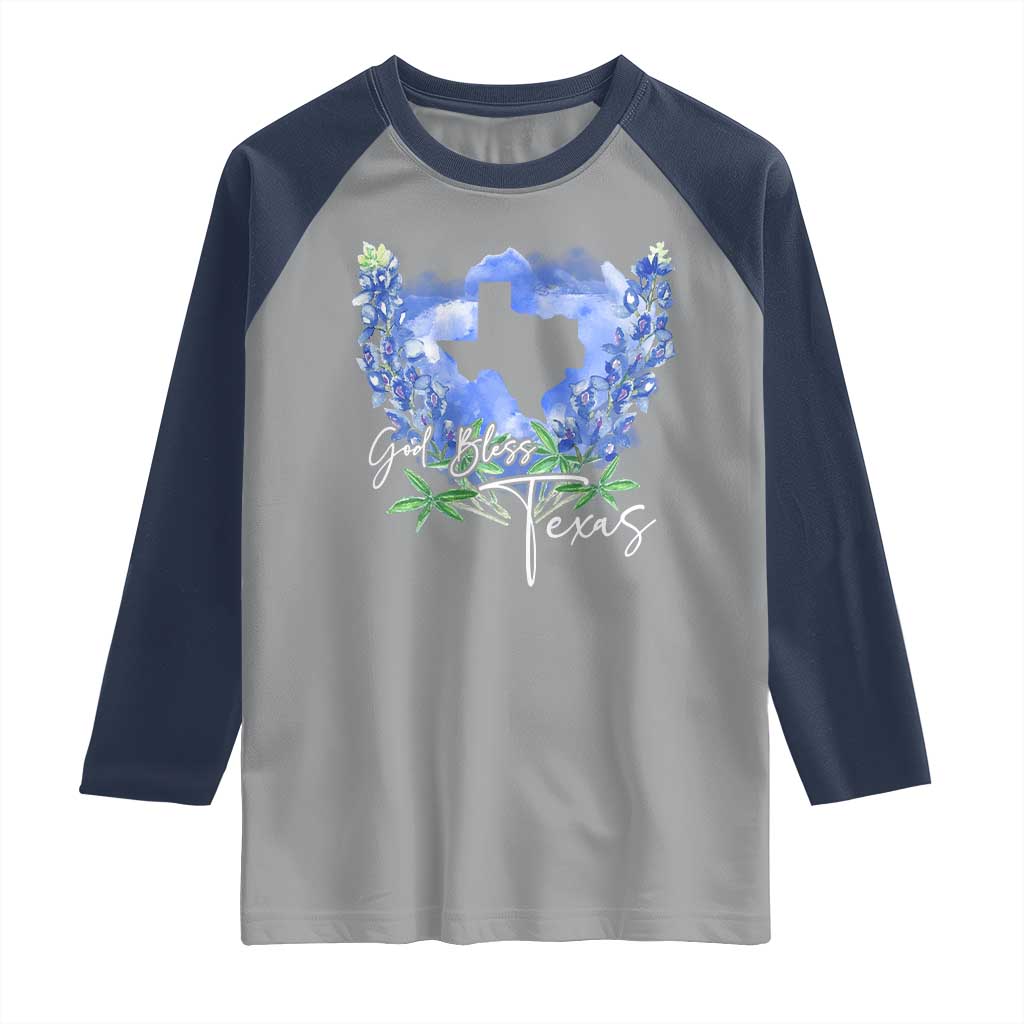 God Bless Texas Bluebonnet Raglan Shirt