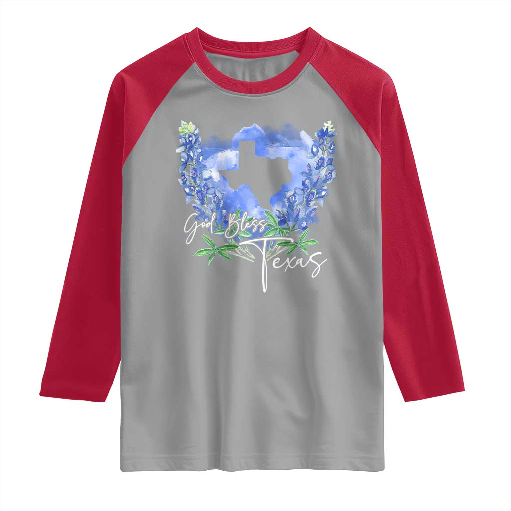 God Bless Texas Bluebonnet Raglan Shirt