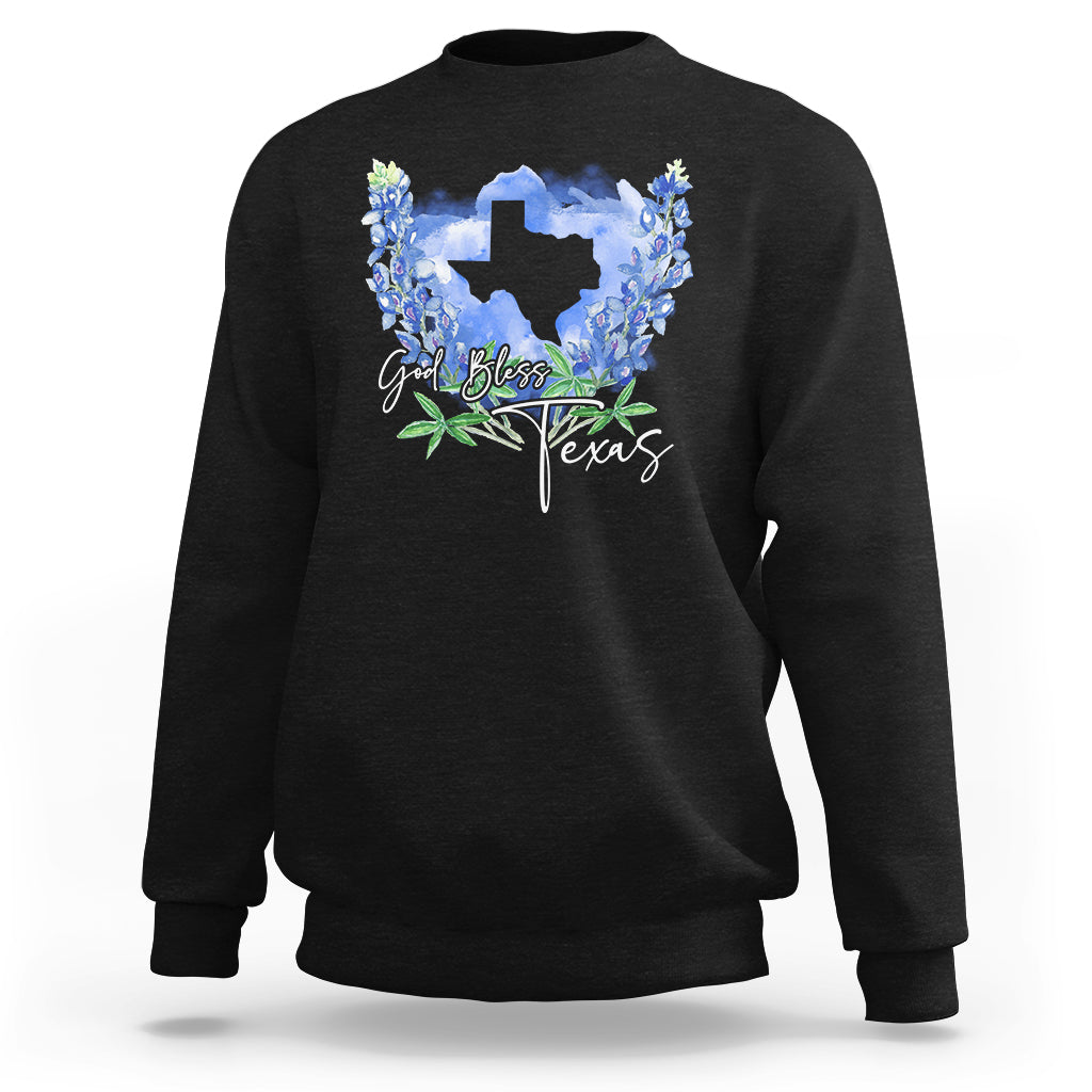 God Bless Texas Bluebonnet Sweatshirt - Wonder Print Shop