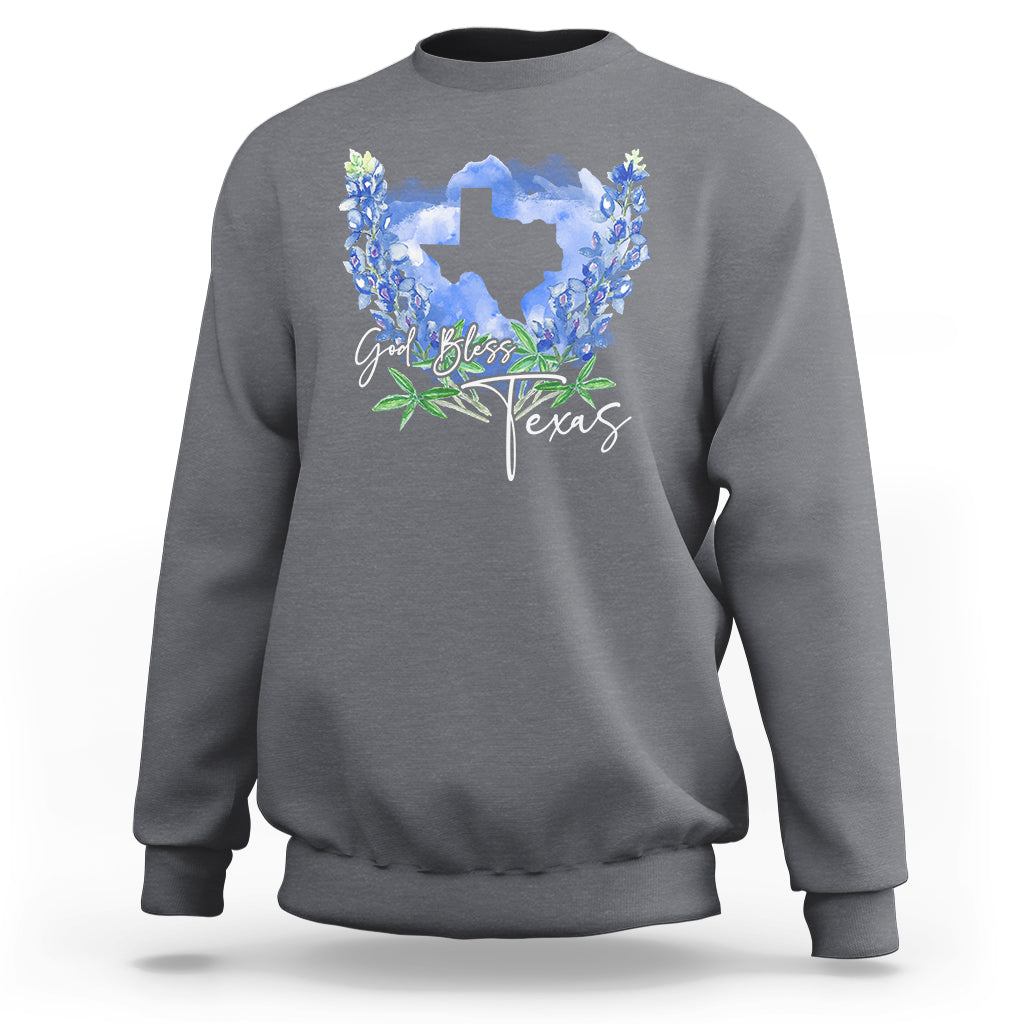 God Bless Texas Bluebonnet Sweatshirt - Wonder Print Shop
