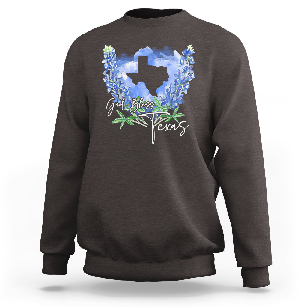 God Bless Texas Bluebonnet Sweatshirt - Wonder Print Shop
