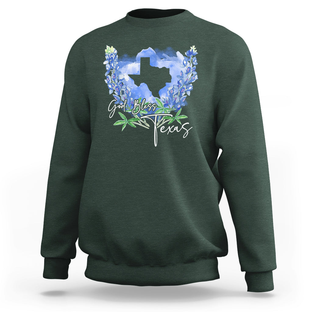 God Bless Texas Bluebonnet Sweatshirt - Wonder Print Shop