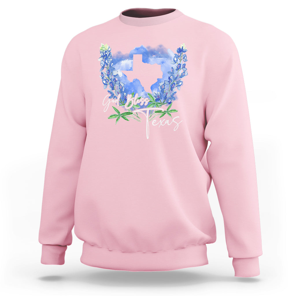 God Bless Texas Bluebonnet Sweatshirt - Wonder Print Shop