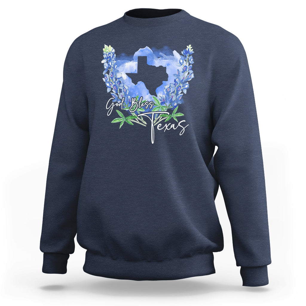 God Bless Texas Bluebonnet Sweatshirt - Wonder Print Shop