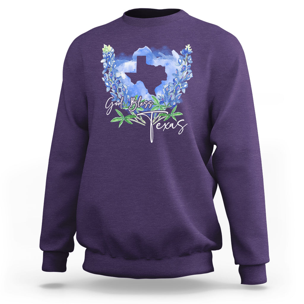 God Bless Texas Bluebonnet Sweatshirt - Wonder Print Shop