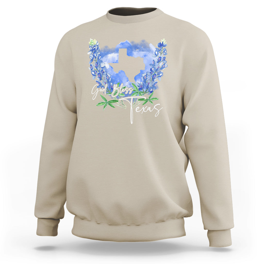 God Bless Texas Bluebonnet Sweatshirt - Wonder Print Shop