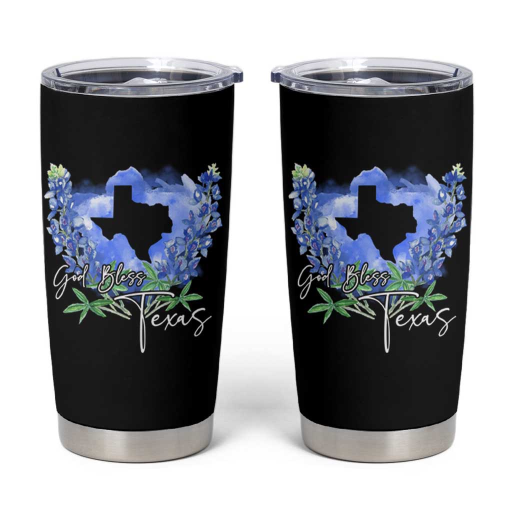 God Bless Texas Bluebonnet Tumbler Cup