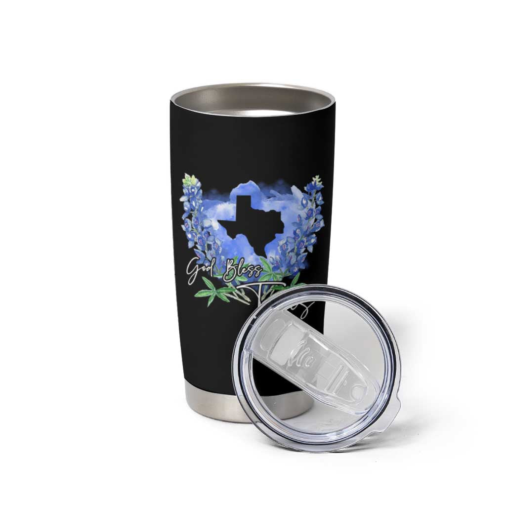 God Bless Texas Bluebonnet Tumbler Cup