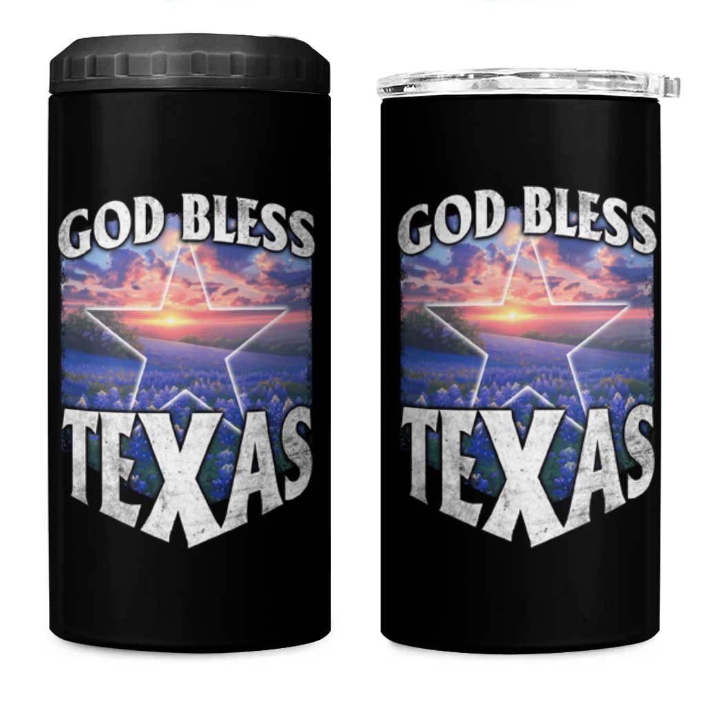 Bluebonnet Field God Bless Texas 4 in 1 Can Cooler Tumbler
