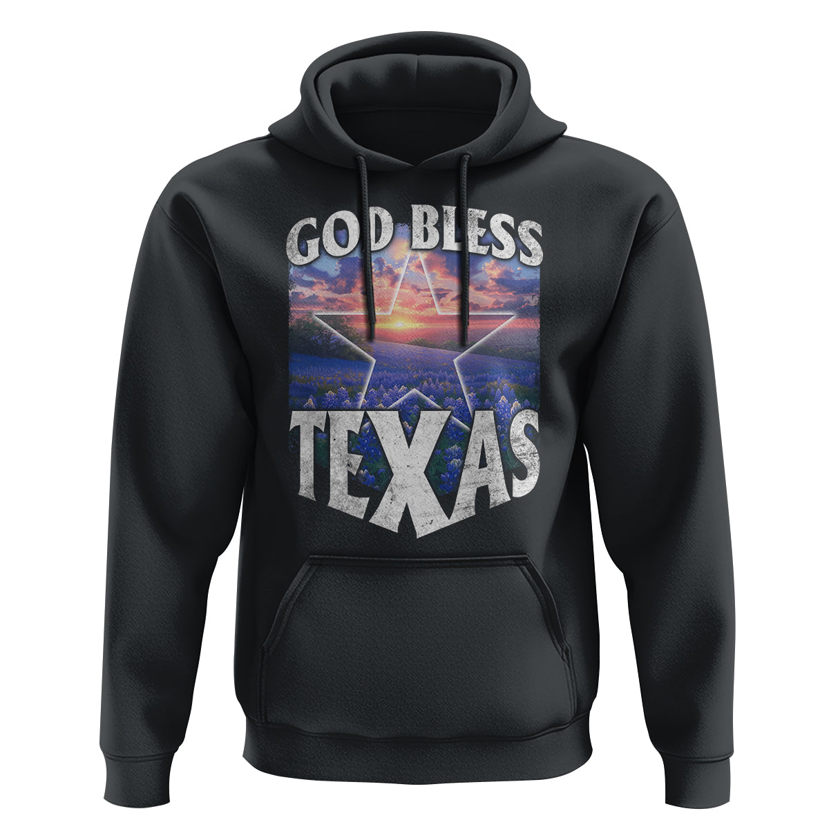 Bluebonnet Field God Bless Texas Hoodie - Wonder Print Shop