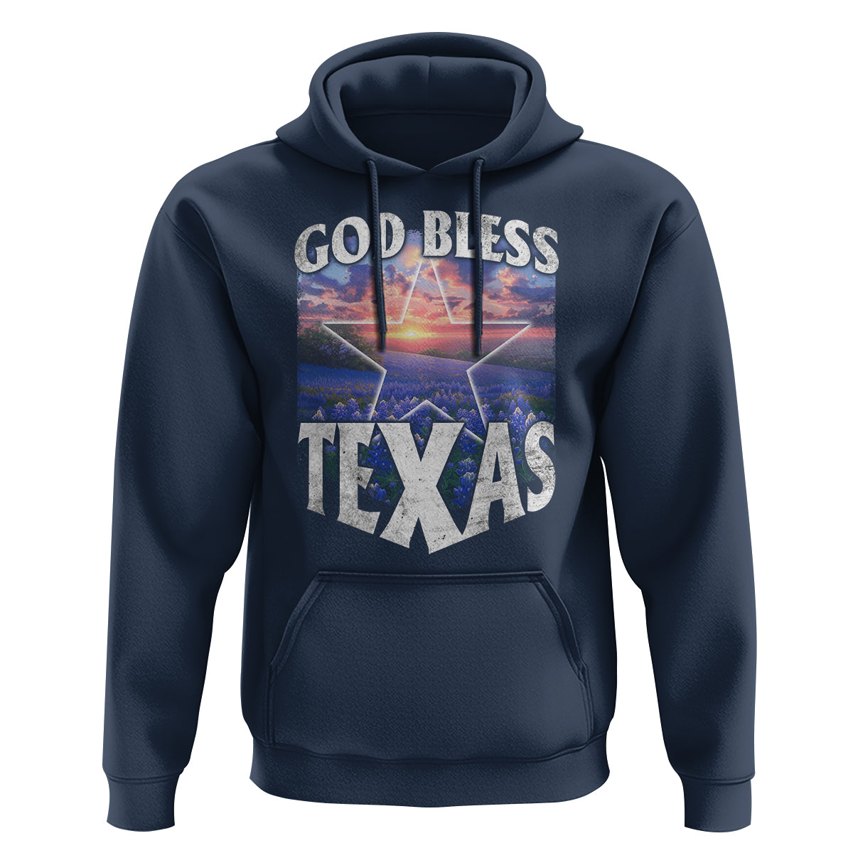 Bluebonnet Field God Bless Texas Hoodie - Wonder Print Shop