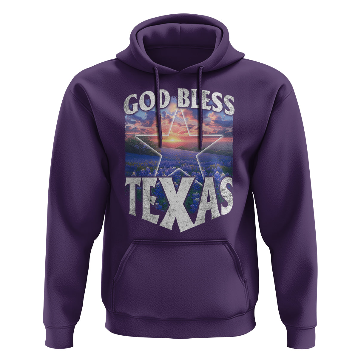 Bluebonnet Field God Bless Texas Hoodie - Wonder Print Shop