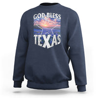 Bluebonnet Field God Bless Texas Sweatshirt - Wonder Print Shop