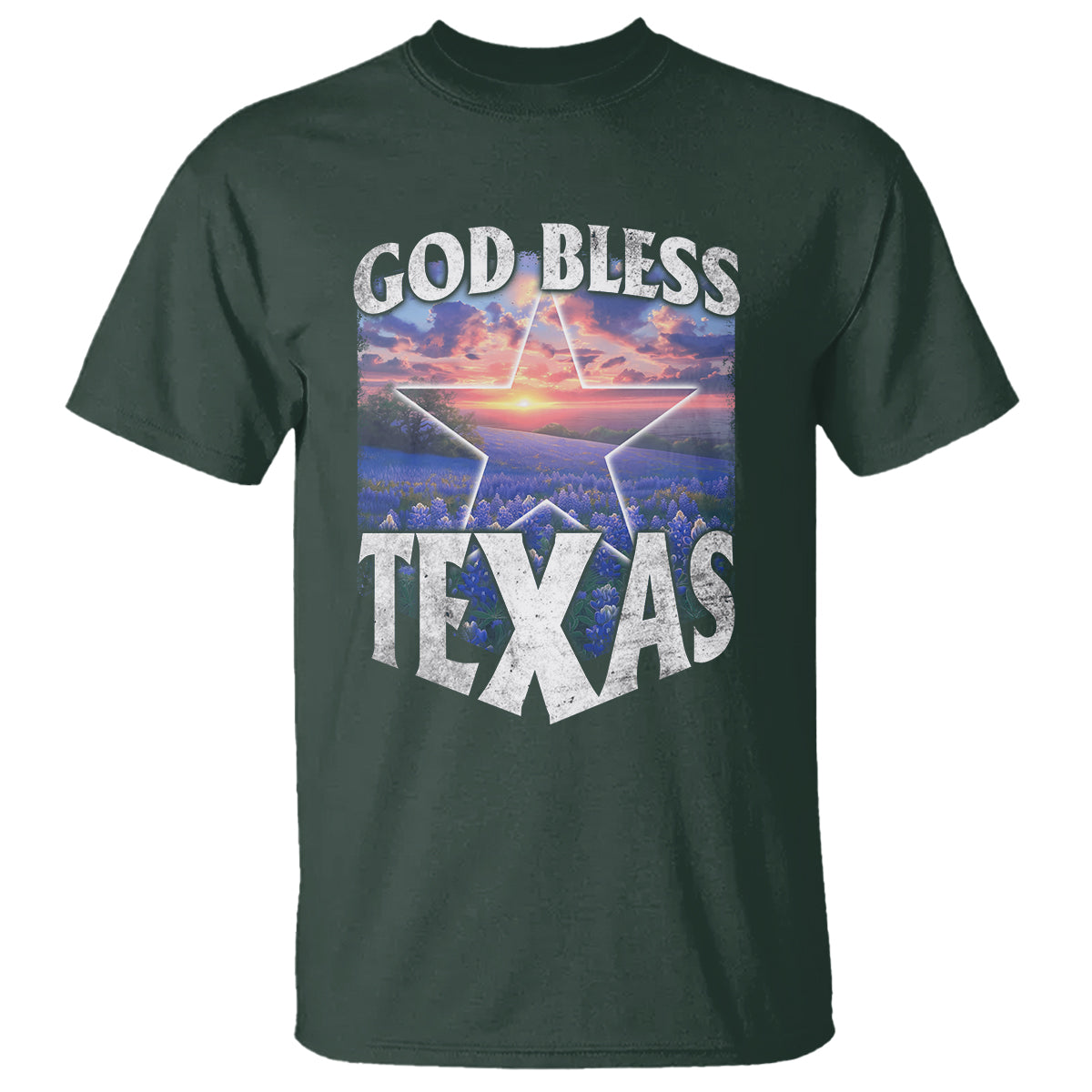 Bluebonnet Field God Bless Texas T Shirt - Wonder Print Shop