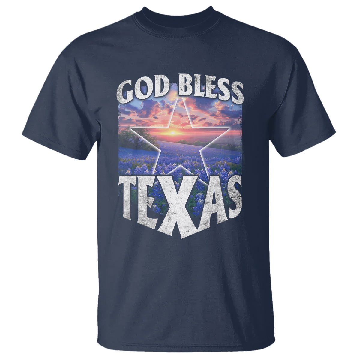 Bluebonnet Field God Bless Texas T Shirt - Wonder Print Shop