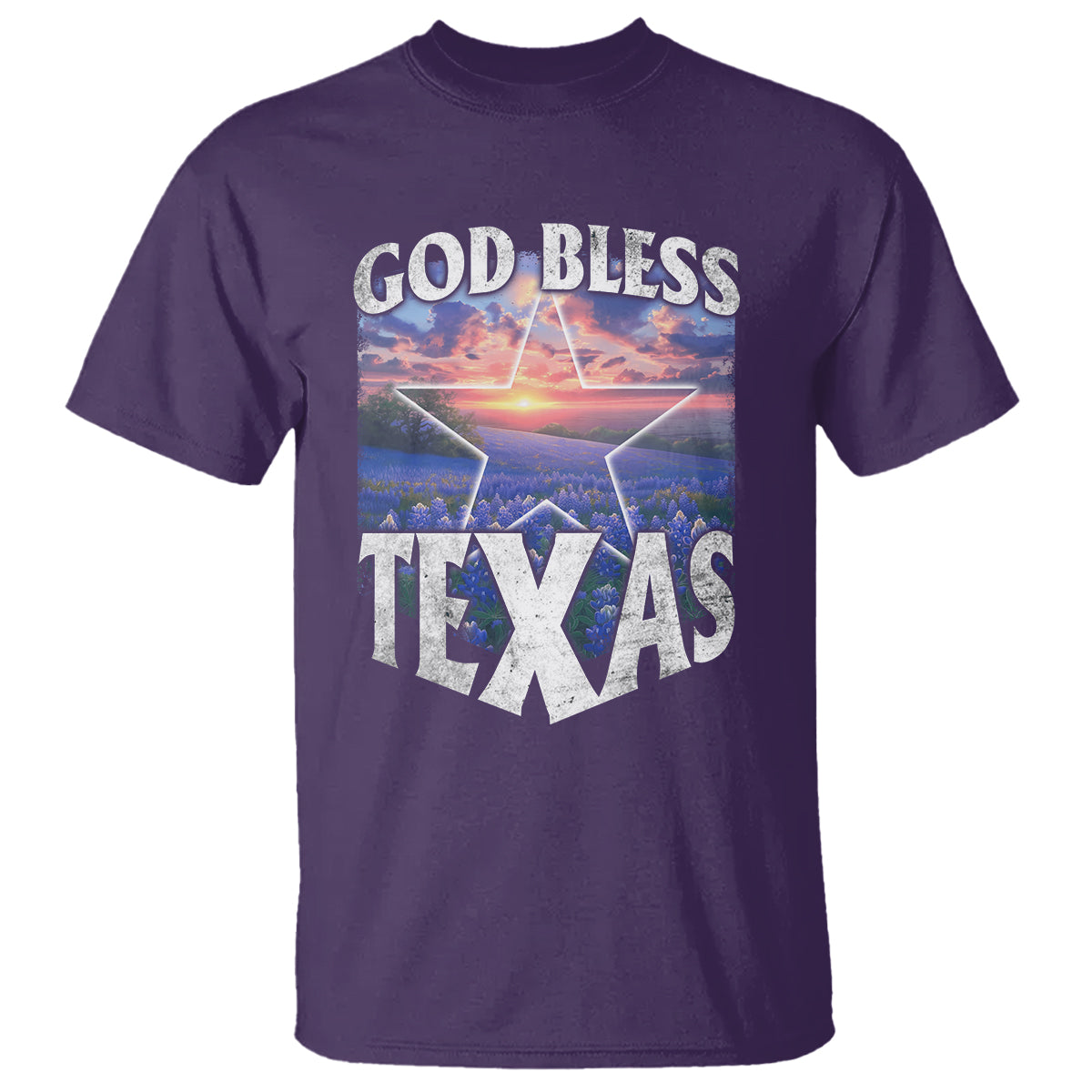 Bluebonnet Field God Bless Texas T Shirt - Wonder Print Shop