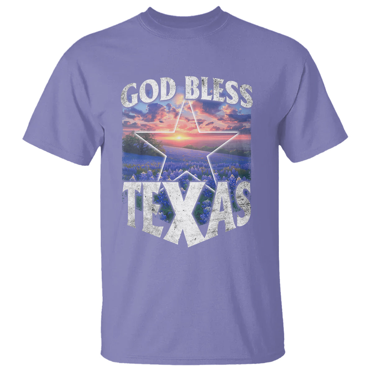 Bluebonnet Field God Bless Texas T Shirt - Wonder Print Shop