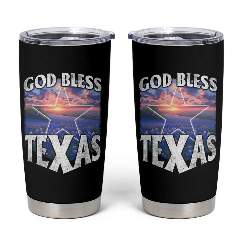 Bluebonnet Field God Bless Texas Tumbler Cup