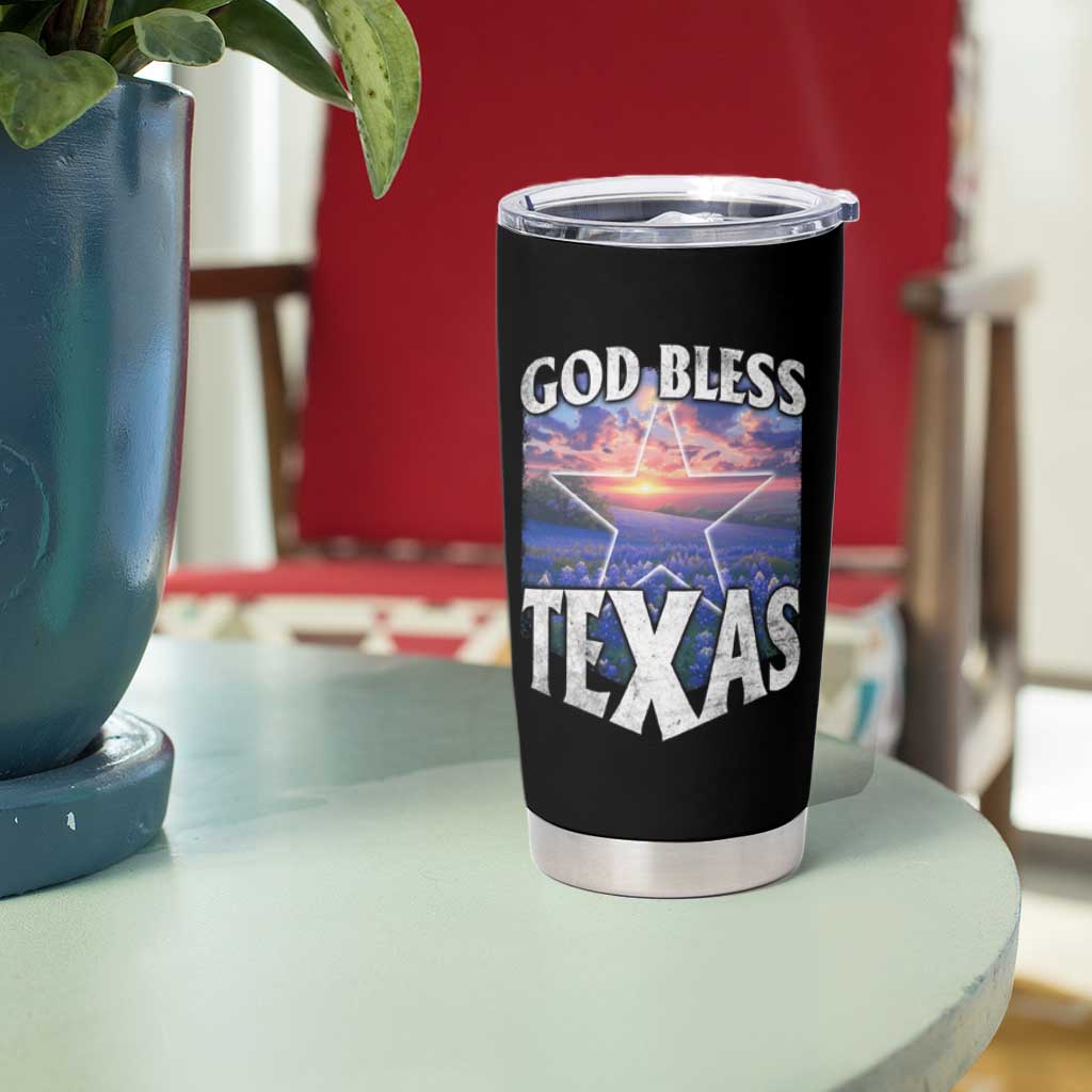 Bluebonnet Field God Bless Texas Tumbler Cup
