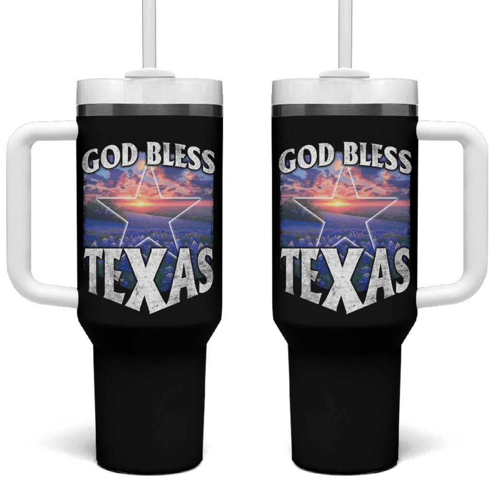 Bluebonnet Field God Bless Texas Tumbler With Handle