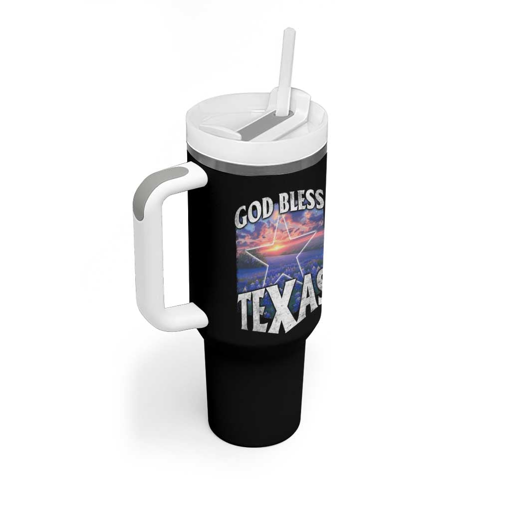 Bluebonnet Field God Bless Texas Tumbler With Handle