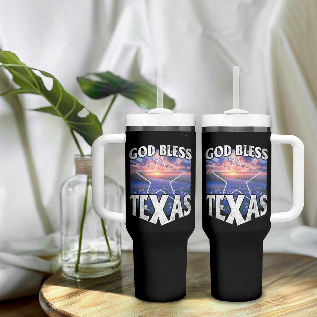 Bluebonnet Field God Bless Texas Tumbler With Handle