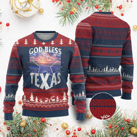 Bluebonnet Field God Bless Texas Ugly Christmas Sweater - Wonder Print Shop