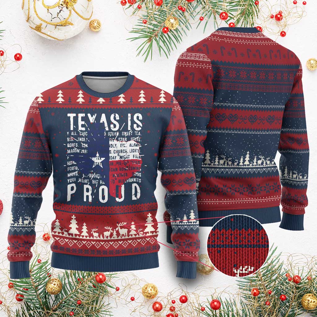 Texas Ugly Christmas Sweater Proud Taxan List Of Words That Describe Texas - Wonder Print Shop