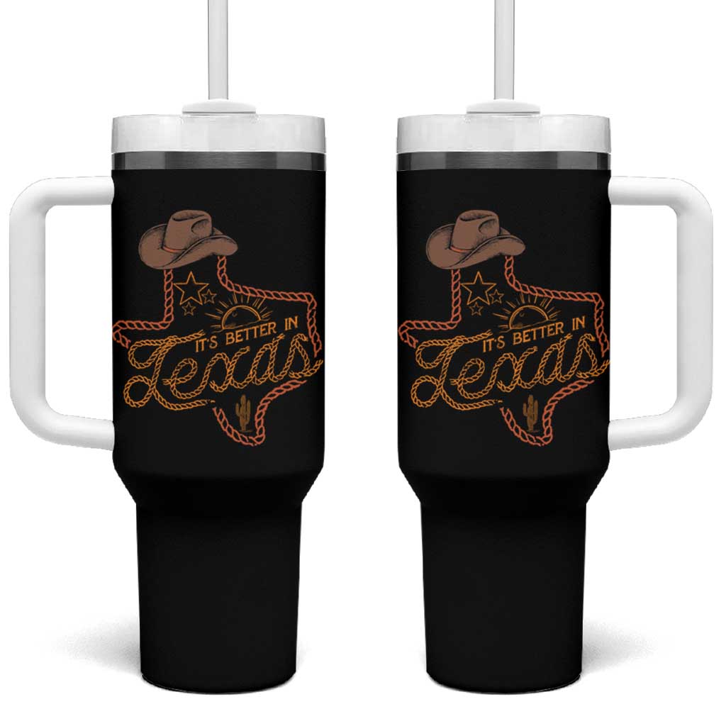 It's Better In Texas Retro Western Cowboy Tumbler With Handle