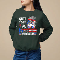 Cute Until My Puerto Rican Comes Out Messy Bun Women Girl Sweatshirt - Wonder Print Shop
