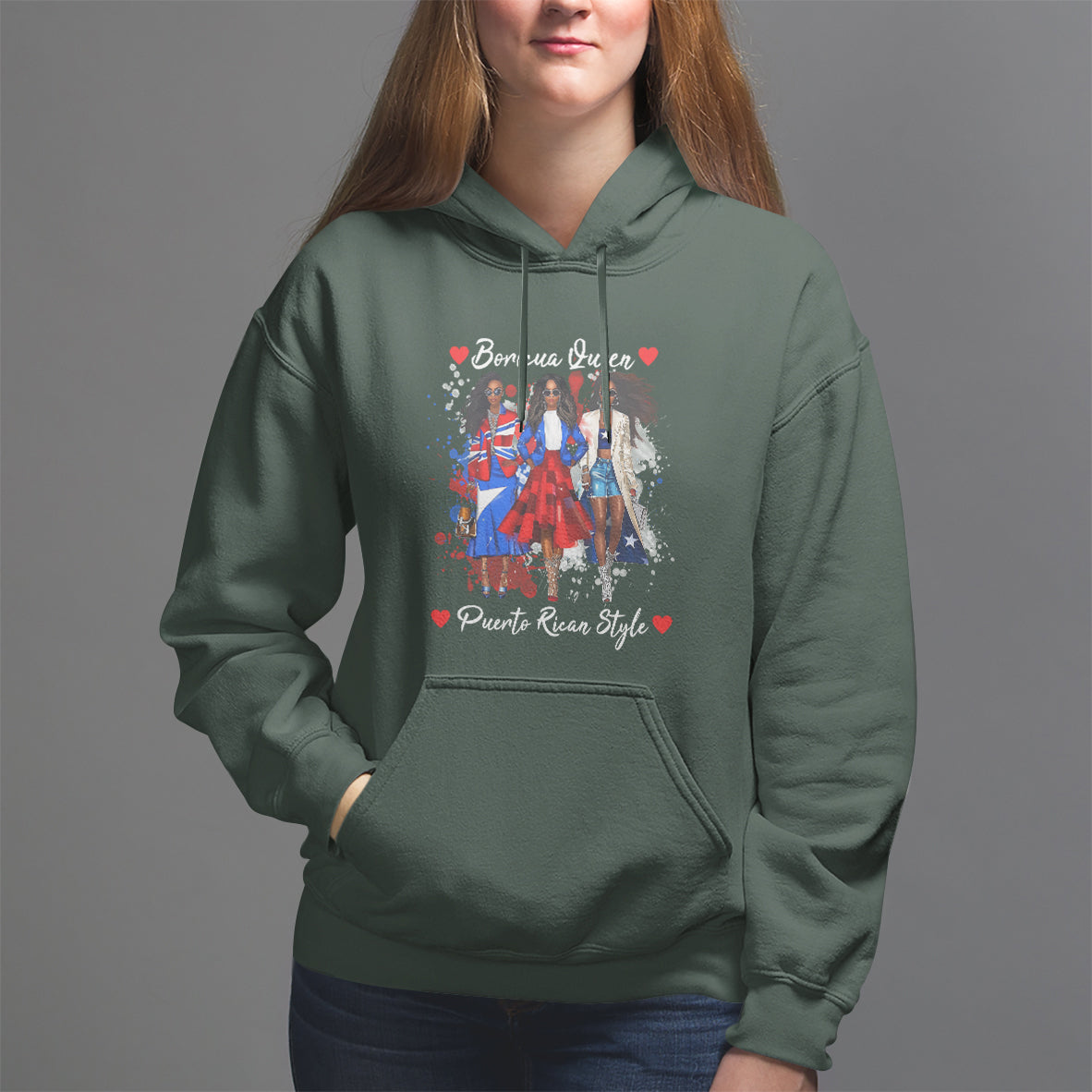 Puerto Rico Hoodie Puerto Rican Style Fashion Boricua Queen Women - Wonder Print Shop