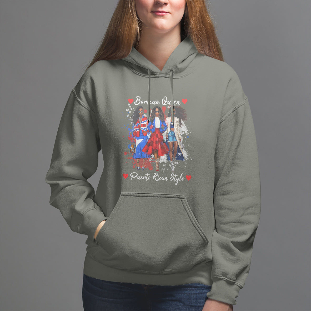 Puerto Rico Hoodie Puerto Rican Style Fashion Boricua Queen Women - Wonder Print Shop