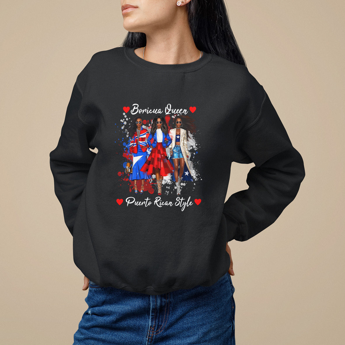 Puerto Rico Sweatshirt Puerto Rican Style Fashion Boricua Queen Women - Wonder Print Shop