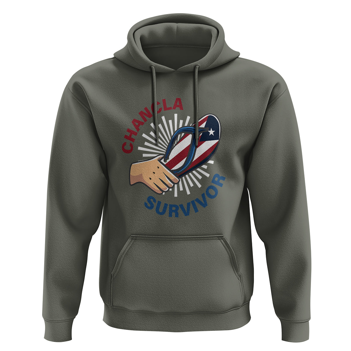 Chancla Survivor Funny Spanish Joke Puerto Rico Hoodie - Wonder Print Shop