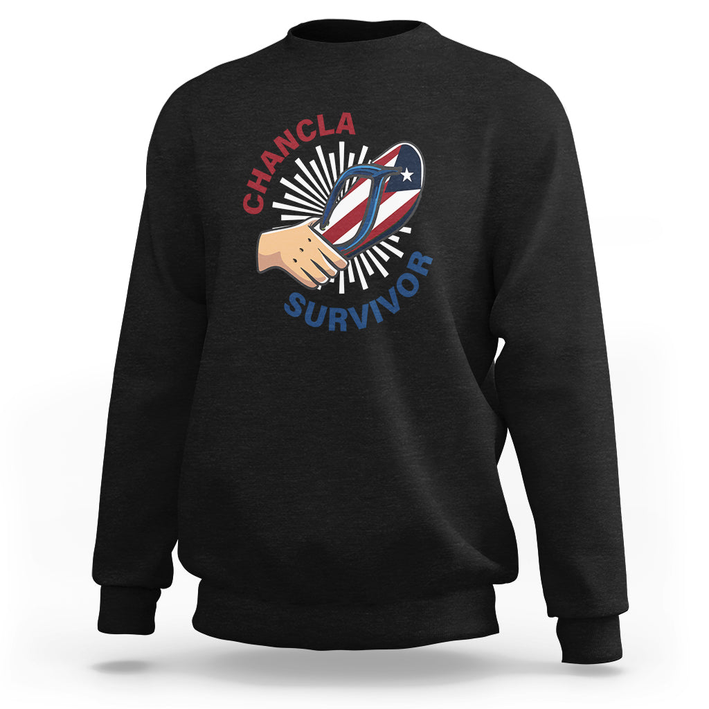 Chancla Survivor Funny Spanish Joke Puerto Rico Sweatshirt - Wonder Print Shop