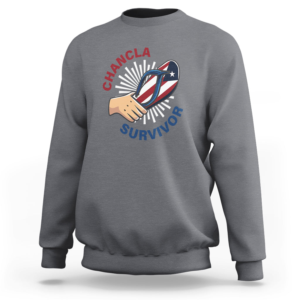 Chancla Survivor Funny Spanish Joke Puerto Rico Sweatshirt - Wonder Print Shop