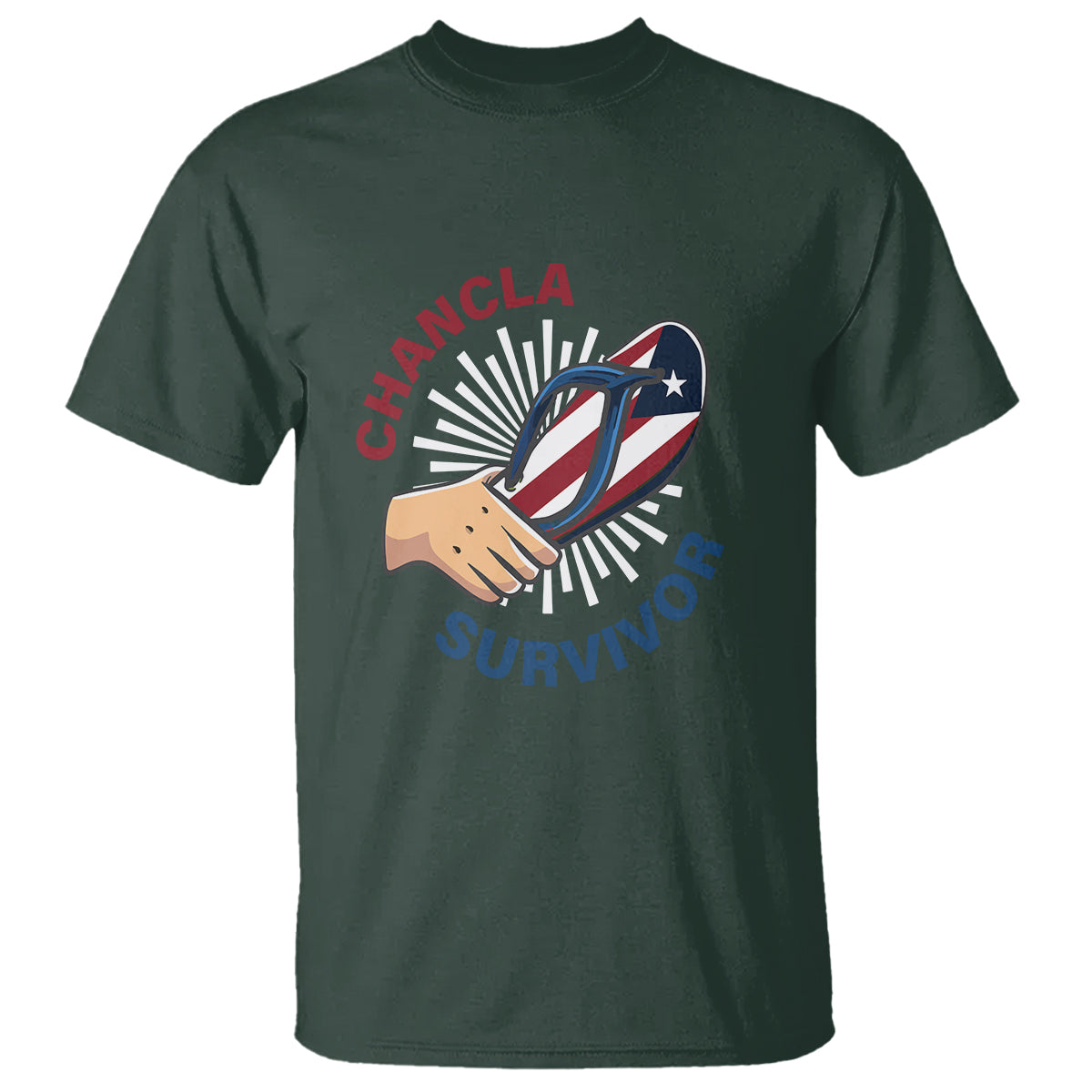Chancla Survivor Funny Spanish Joke Puerto Rico T Shirt - Wonder Print Shop