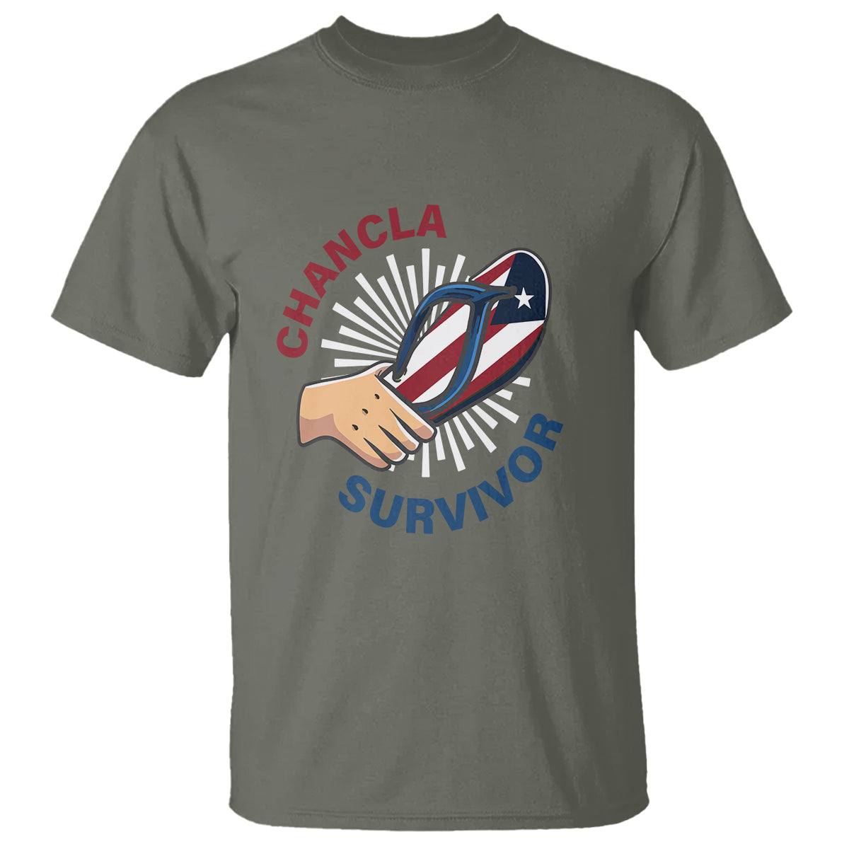 Chancla Survivor Funny Spanish Joke Puerto Rico T Shirt - Wonder Print Shop