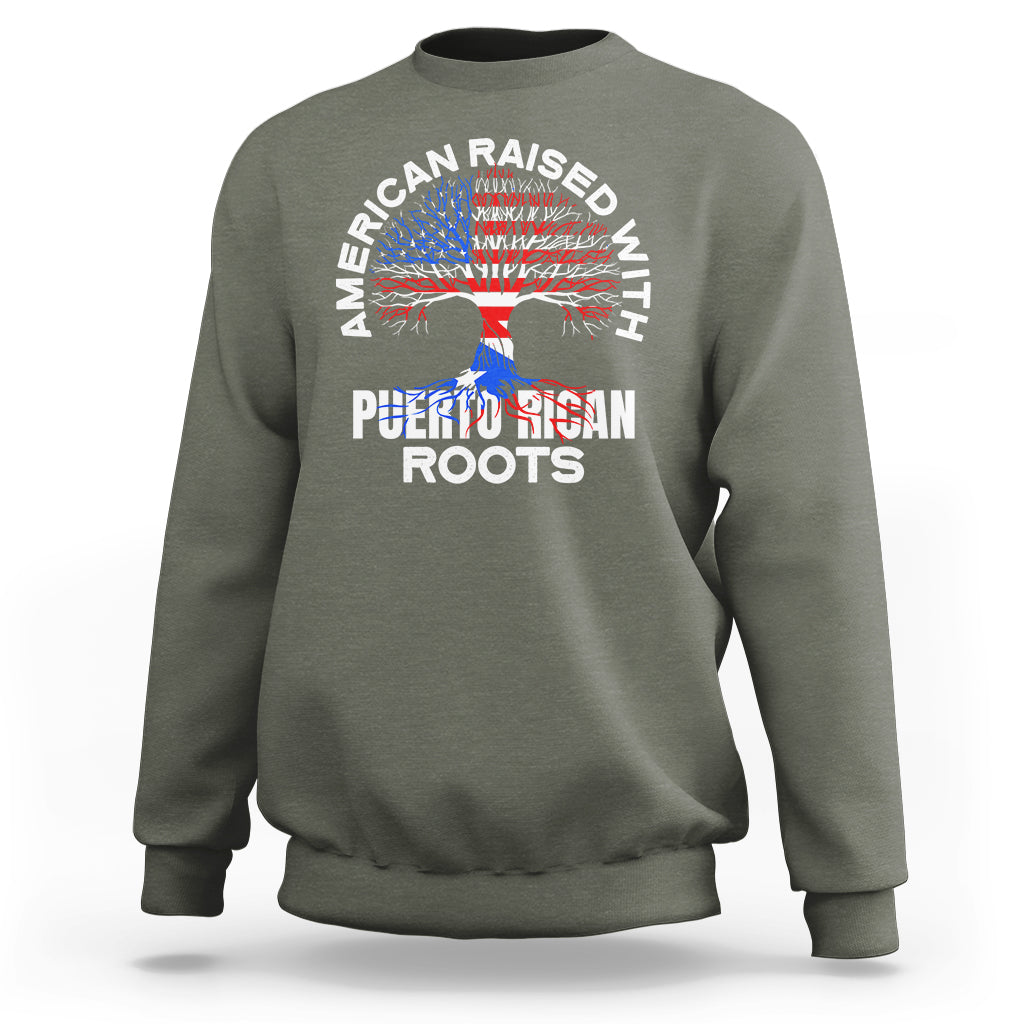 American Raised With Puerto Rican Roots Sweatshirt - Wonder Print Shop