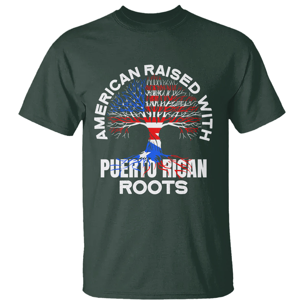 American Raised With Puerto Rican Roots T Shirt - Wonder Print Shop