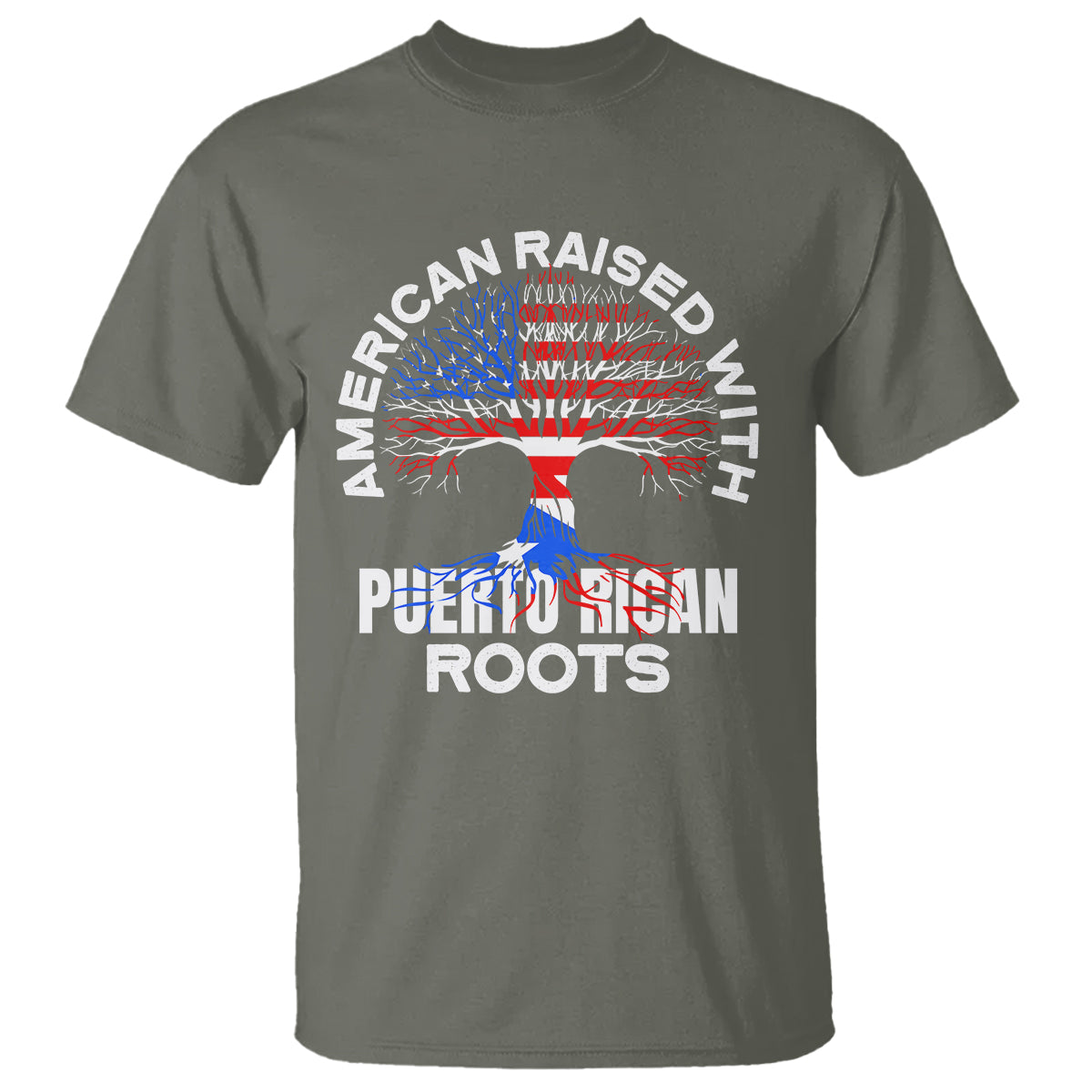 American Raised With Puerto Rican Roots T Shirt - Wonder Print Shop
