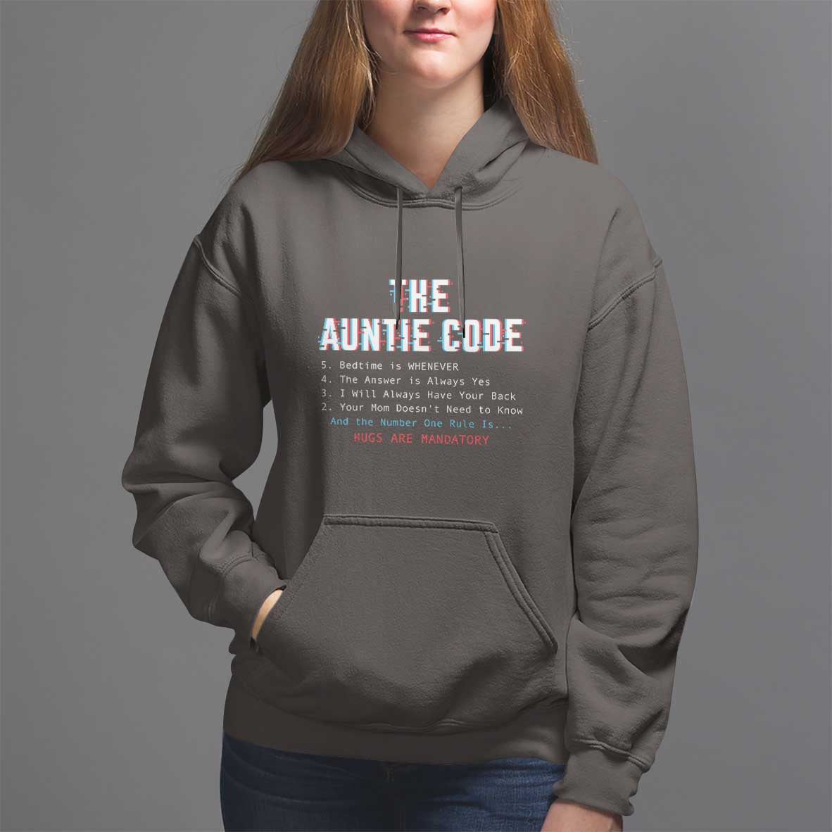 Funny Aunt Hoodie The Auntie Code Hugs Are Mandatory - Wonder Print Shop