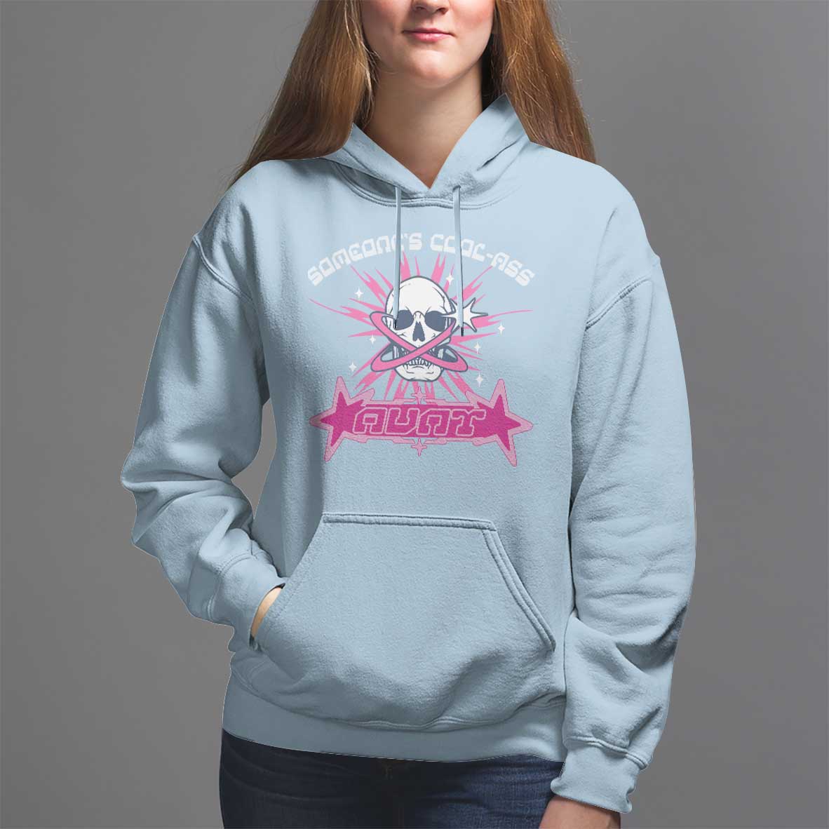 Auntie Club Hoodie Someone's Cool Ass Aunt Skeleton Y2K - Wonder Print Shop