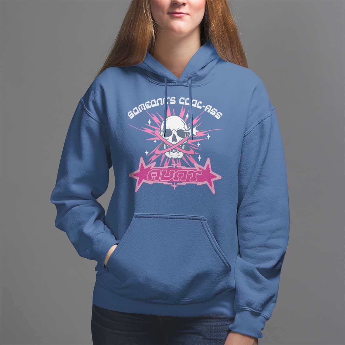 Auntie Club Hoodie Someone's Cool Ass Aunt Skeleton Y2K - Wonder Print Shop