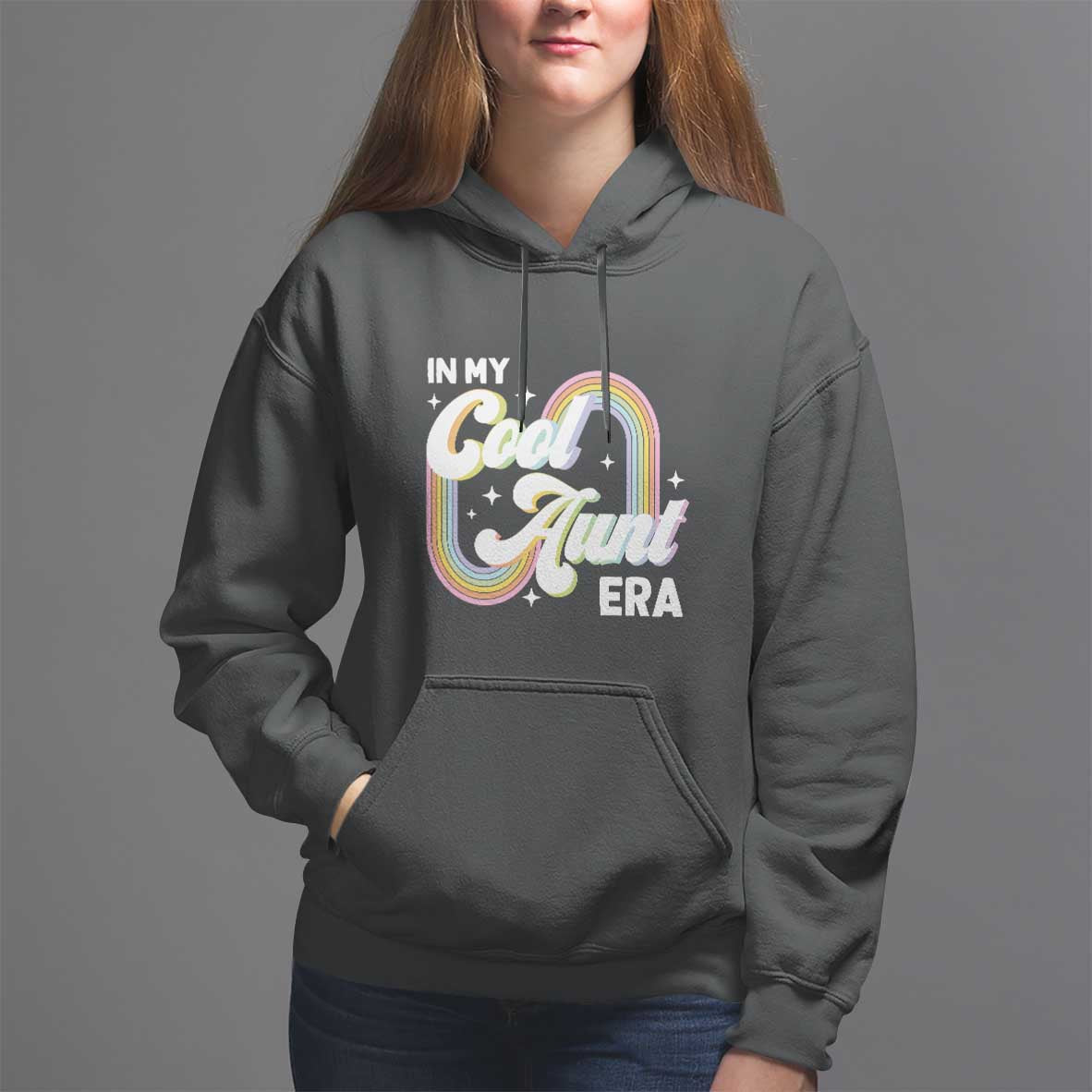 In My Cool Aunt Era Rainbow Groovy Hoodie - Wonder Print Shop