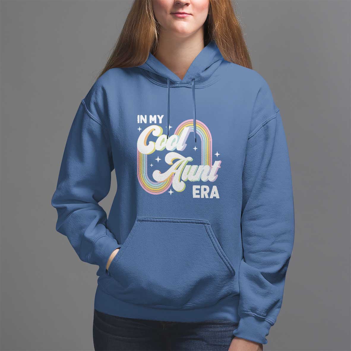 In My Cool Aunt Era Rainbow Groovy Hoodie - Wonder Print Shop