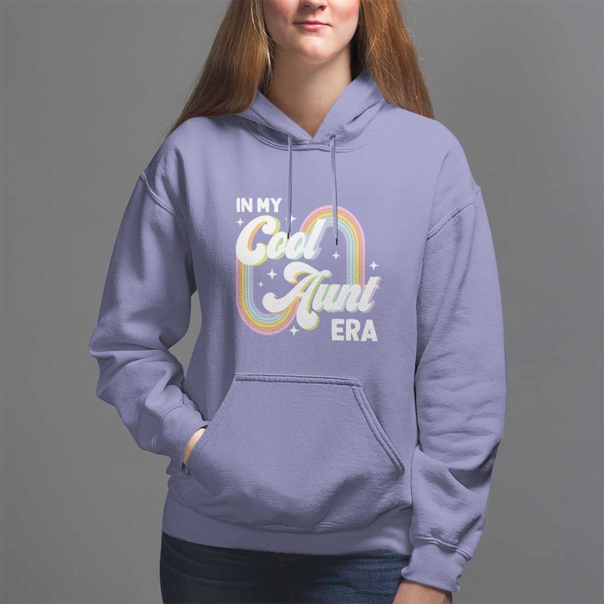 In My Cool Aunt Era Rainbow Groovy Hoodie - Wonder Print Shop