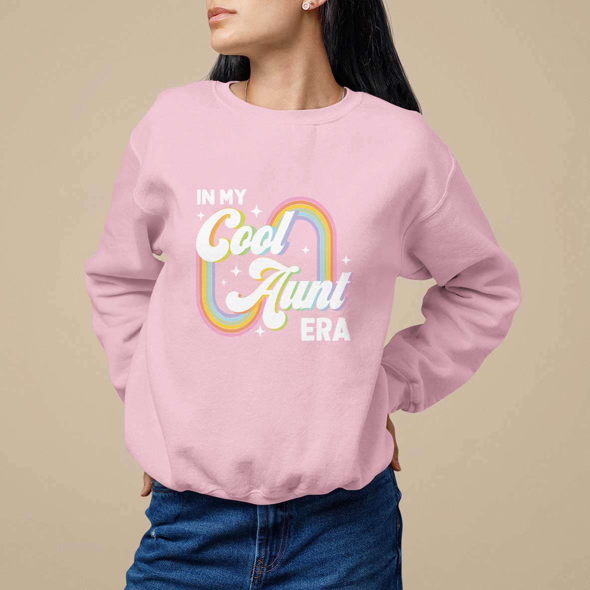 In My Cool Aunt Era Rainbow Groovy Sweatshirt - Wonder Print Shop